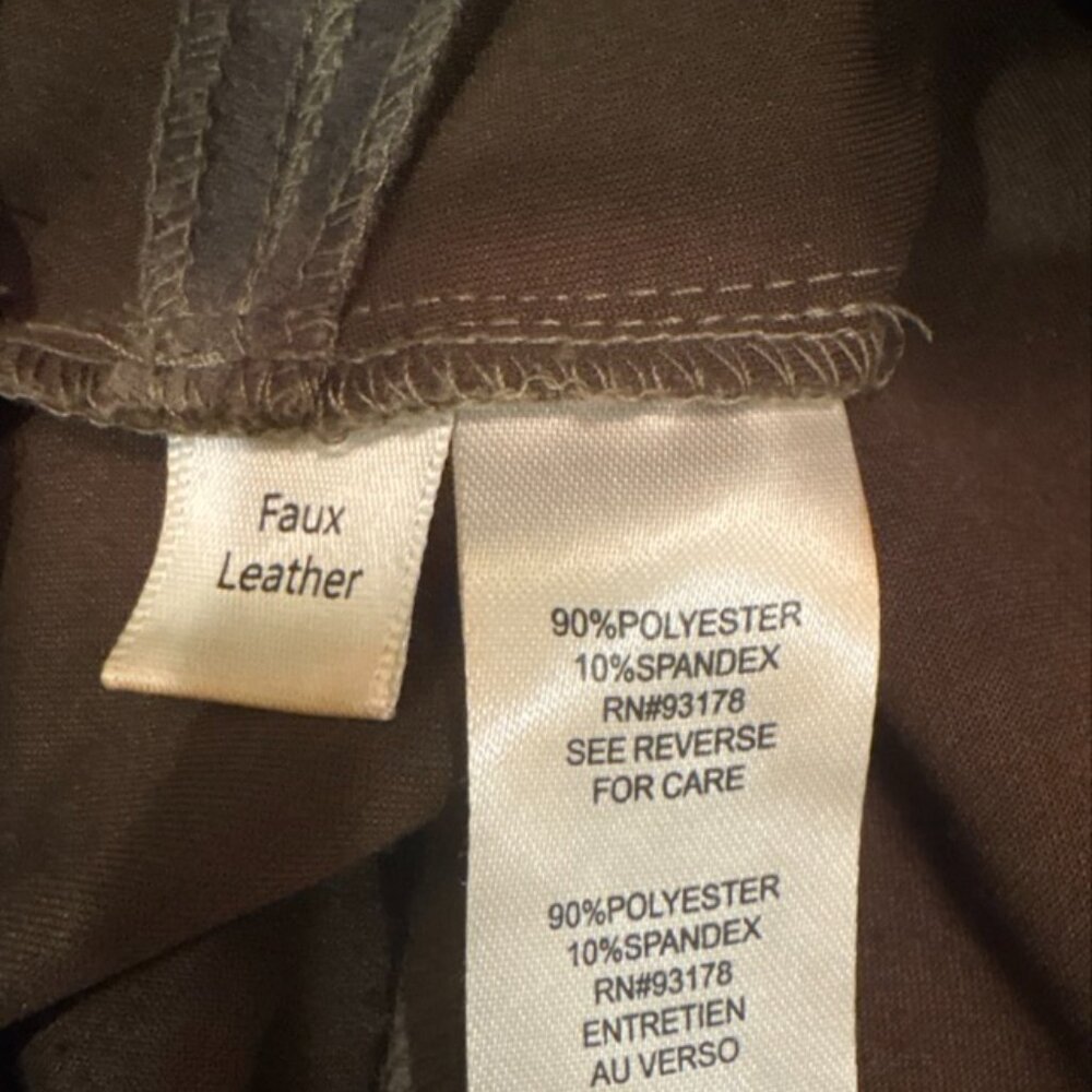 Tahari‎ Green and Black Faux Leather Stretch Pants. Women's - Size S - Picture 5 of 6